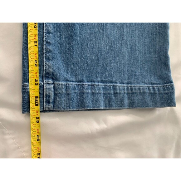 Paige Jeans Patch Pocket Nellie Crop Size 32 Blue Hyden Wash Wide Leg High Rise - Picture 6 of 11